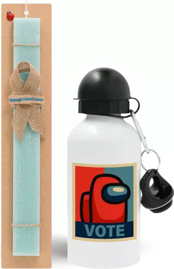 Πασχαλινή Λαμπάδα Among Us Vote Σετ με Παγούρι Αλουμινίου 500ml Αρωματική Τιρκουάζ