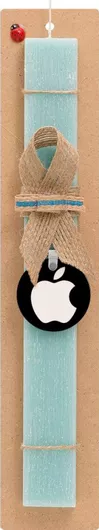 Πασχαλινή Λαμπάδα Apple Σετ με Ξύλινο Μπρελόκ Αρωματική Τιρκουάζ