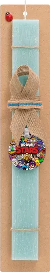 Πασχαλινή Λαμπάδα Brawl Stars Characters Σετ με Ξύλινο Μπρελόκ Αρωματική Τιρκουάζ