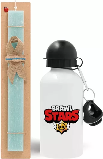 Πασχαλινή Λαμπάδα Brawl Stars Σετ με Παγούρι Αλουμινίου 500ml Αρωματική Τιρκουάζ