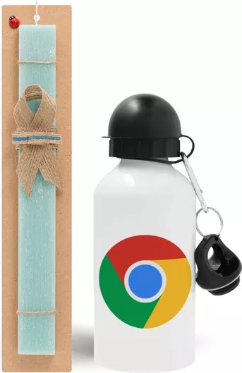 Πασχαλινή Λαμπάδα Chrome Σετ με Παγούρι Αλουμινίου 500ml Αρωματική Τιρκουάζ