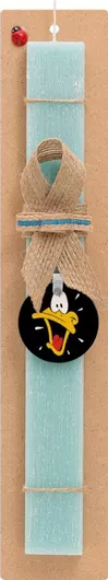 Πασχαλινή Λαμπάδα Daffy Duck Σετ με Ξύλινο Μπρελόκ Αρωματική Τιρκουάζ