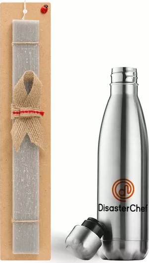 Πασχαλινή Λαμπάδα Disaster Chef Σετ με Θερμός Inox 500ml Αρωματική Γκρι