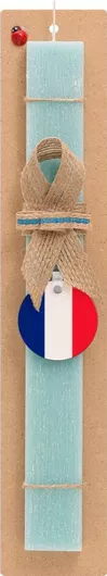 Πασχαλινή Λαμπάδα France Flag Σετ με Ξύλινο Μπρελόκ Αρωματική Τιρκουάζ