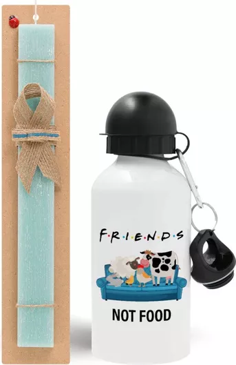 Πασχαλινή Λαμπάδα Friends Not Food Σετ με Παγούρι Αλουμινίου 500ml Αρωματική Τιρκουάζ