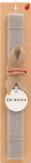 Πασχαλινή Λαμπάδα Friends Σετ με Ξύλινο Μπρελόκ Αρωματική Γκρι