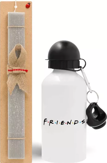 Πασχαλινή Λαμπάδα Friends Σετ με Παγούρι Αλουμινίου 500ml Αρωματική Γκρι