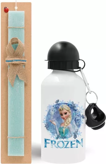 Πασχαλινή Λαμπάδα Frozen Elsa Σετ με Παγούρι Αλουμινίου 500ml Αρωματική Τιρκουάζ