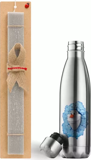 Πασχαλινή Λαμπάδα Frozen Olaf Σετ με Θερμός Inox 500ml Αρωματική Γκρι
