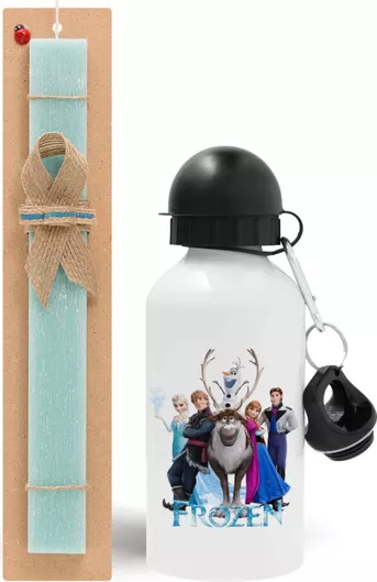 Πασχαλινή Λαμπάδα Frozen Σετ με Παγούρι Αλουμινίου 500ml Αρωματική Τιρκουάζ