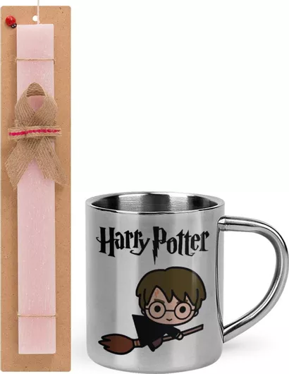 Πασχαλινή Λαμπάδα Harry Potter Kid Σετ με Μεταλλική Κούπα 300ml Αρωματική Ροζ
