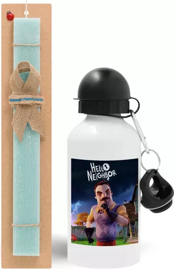 Πασχαλινή Λαμπάδα Hello Neighbor Σετ με Παγούρι Αλουμινίου 500ml Αρωματική Τιρκουάζ