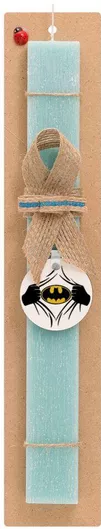 Πασχαλινή Λαμπάδα Hero Batman Σετ με Ξύλινο Μπρελόκ Αρωματική Τιρκουάζ