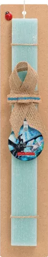 Πασχαλινή Λαμπάδα How to Train Your Dragon Σετ με Ξύλινο Μπρελόκ Αρωματική Τιρκουάζ