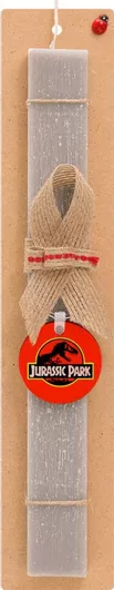 Πασχαλινή Λαμπάδα Jurassic Park Σετ με Ξύλινο Μπρελόκ Αρωματική Γκρι