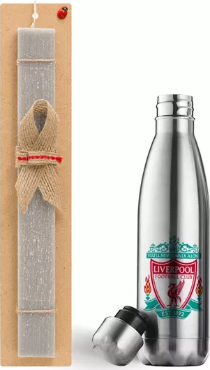 Πασχαλινή Λαμπάδα Liverpool Σετ με Θερμός Inox 500ml Αρωματική Γκρι