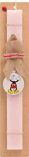 Πασχαλινή Λαμπάδα Mickey Hide Σετ με Ξύλινο Μπρελόκ Αρωματική Ροζ