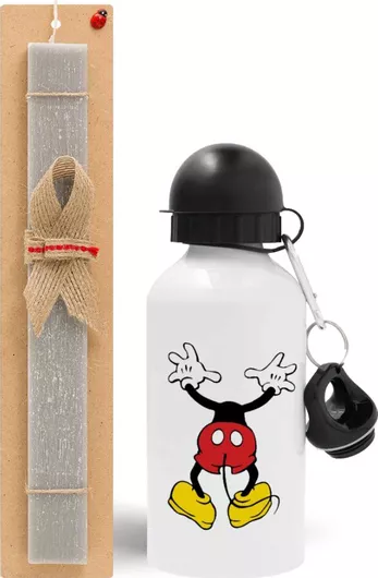 Πασχαλινή Λαμπάδα Mickey Hide Σετ με Παγούρι Αλουμινίου 500ml Αρωματική Γκρι
