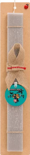 Πασχαλινή Λαμπάδα Minecraft Alex Σετ με Ξύλινο Μπρελόκ Αρωματική Γκρι