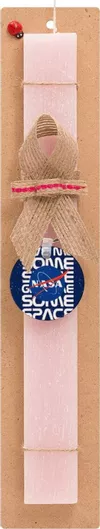 Πασχαλινή Λαμπάδα NASA Give me Some Space Σετ με Ξύλινο Μπρελόκ Αρωματική Ροζ