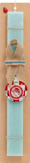 Πασχαλινή Λαμπάδα Olympiakos Flag Σετ με Ξύλινο Μπρελόκ Αρωματική Τιρκουάζ