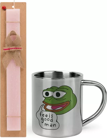 Πασχαλινή Λαμπάδα Pepe the Frog Σετ με Μεταλλική Κούπα 300ml Αρωματική Ροζ