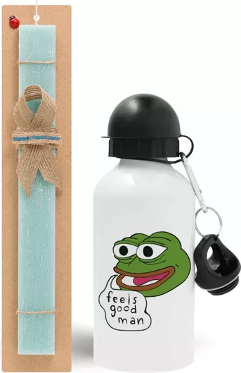 Πασχαλινή Λαμπάδα Pepe the Frog Σετ με Παγούρι Αλουμινίου 500ml Αρωματική Τιρκουάζ