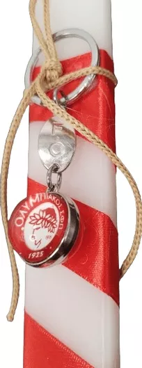 Πασχαλινή Λαμπάδα Romvous CANDLE282 Χειροποίητη με Μπρελόκ ΟΣΦΠ Στρογγυλό Γυάλινο Λευκό