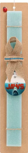 Πασχαλινή Λαμπάδα Shark Jaws Σετ με Ξύλινο Μπρελόκ Αρωματική Τιρκουάζ
