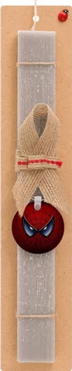Πασχαλινή Λαμπάδα Spiderman Mask Σετ με Ξύλινο Μπρελόκ Αρωματική Γκρι