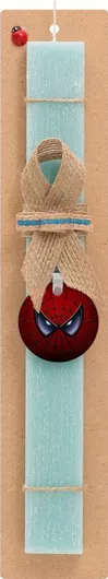 Πασχαλινή Λαμπάδα Spiderman Mask Σετ με Ξύλινο Μπρελόκ Αρωματική Τιρκουάζ