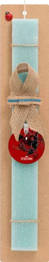 Πασχαλινή Λαμπάδα Spiderman Σετ με Ξύλινο Μπρελόκ Αρωματική Τιρκουάζ