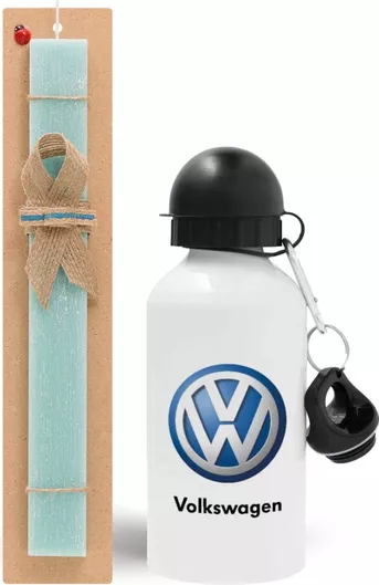 Πασχαλινή Λαμπάδα VW Volkswagen Σετ με Παγούρι Αλουμινίου 500ml Αρωματική Τιρκουάζ