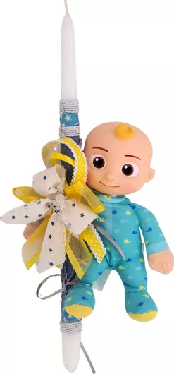 Πασχαλινή Λαμπάδα 3807951-lam με Λούτρινο JJ Μωρό με Πιτζάμες Πλαστικό Κεφάλι Μπλε