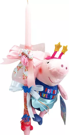 Πασχαλινή Λαμπάδα με Λούτρινο Πέππα Νεράιδα Πολύχρωμο