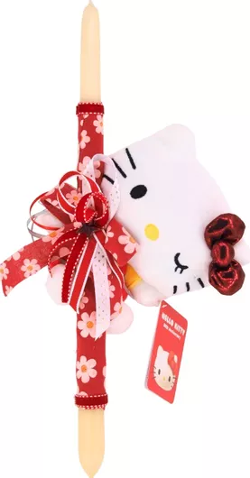 Πασχαλινή Λαμπάδα με Λούτρινο Hello Kitty Κόκκινο