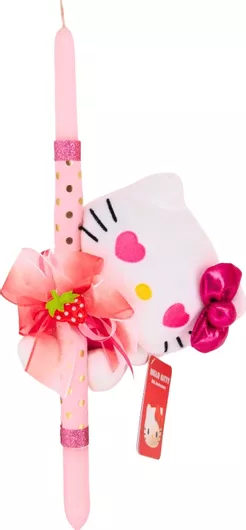 Πασχαλινή Λαμπάδα με Λούτρινο Hello Kitty Φούξια