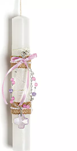 Πασχαλινή Λαμπάδα Adorex lamp116 με Σταυρό Λευκό