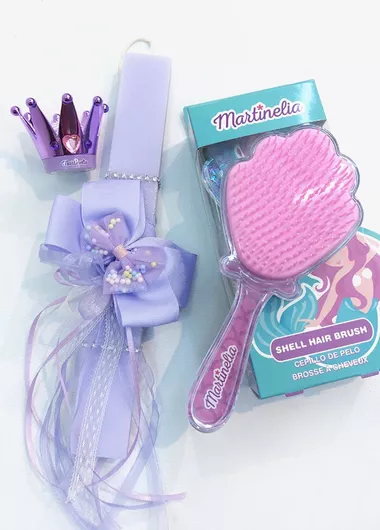 Πασχαλινή Λαμπάδα L23W Σετ με Κορδέλα για Μαλλιά / Βούρτσα / Lip Gloss Κορώνα Μοβ