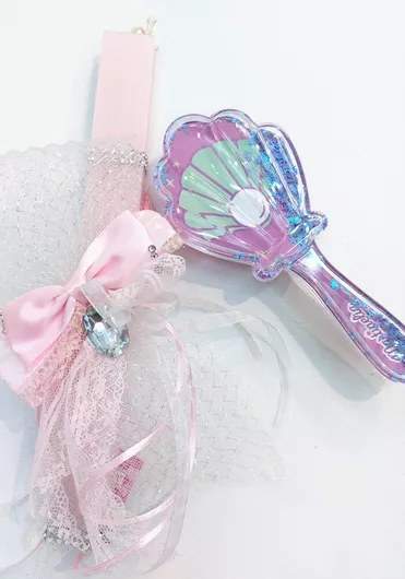 Πασχαλινή Λαμπάδα L30W Σετ με Κορδέλα για Μαλλιά & Βούρτσα Ροζ