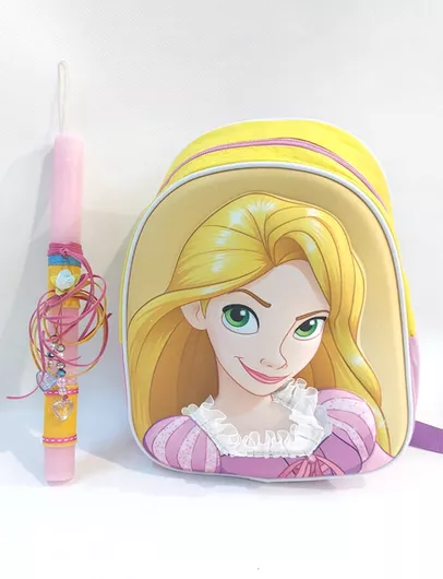 Πασχαλινή Λαμπάδα LDSP134 Αρωματική Σετ με Τσαντάκι Τρισδιάστατο Rapunzel 3D Ροζ