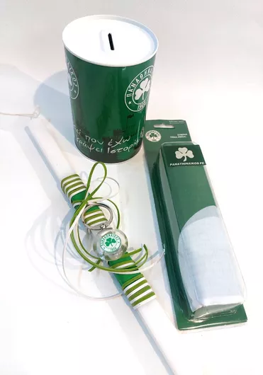 Πασχαλινή Λαμπάδα ΠΑΟ LP6600 με Μπρελόκ Σετ με Σημαία & Κουμπαρά Μεταλλικό Λευκό