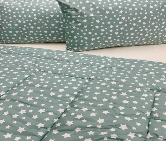 Σεντόνια MayHome Βαμβακερά Ημίδιπλα 2221731024 180x240cm σε Γεωμετρικό Σχέδιο Σετ 3τμχ Πράσινο