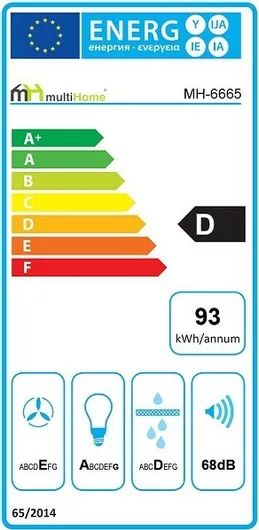 Απορροφητήρας Κουζίνας MultiHome MH-6665 Συρόμενος 60cm Μαύρο