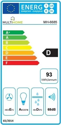 MultiHome MH-6685 Ελεύθερος Απορροφητήρας 90cm Μαύρος