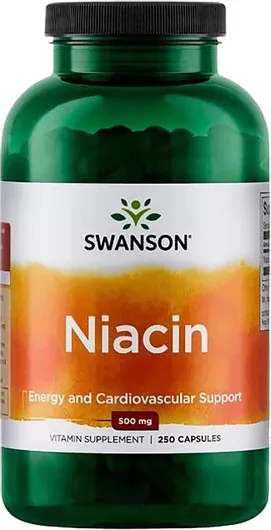 Swanson Niacin Βιταμίνη για την Υγεία του Νευρικού Συστήματος 500mg 250 κάψουλες
