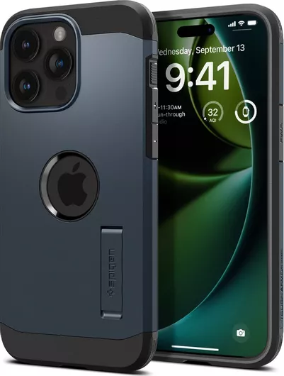 Θήκη Κινητού Spigen Back Cover με Σταντ για Apple iPhone 15 Pro Max Πλαστικό Metal Slate