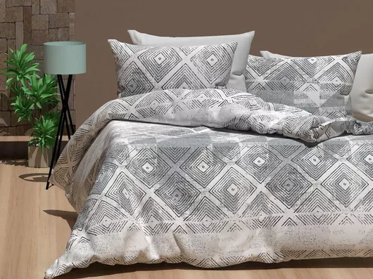 Σεντόνια MayHome Polycotton Ημίδιπλα με Λάστιχο 120x200x25cm Γεωμετρικό Σχέδιο Σετ 3τμχ Γκρι