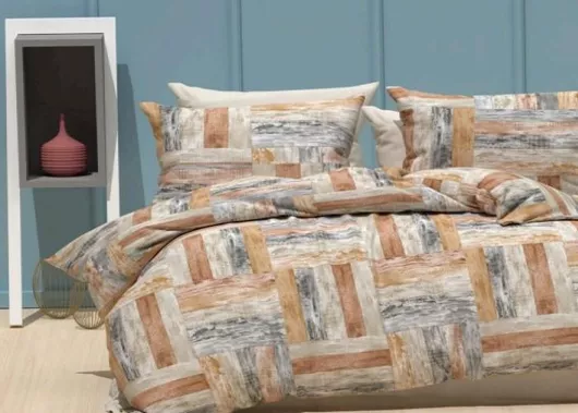 Σεντόνια MayHome Polycotton Ημίδιπλα με Λάστιχο 120x200x25cm Γεωμετρικό Σχέδιο Σετ 3τμχ Πολύχρωμο
