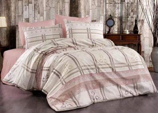 Σεντόνια MayHome Polycotton Ημίδιπλα με Λάστιχο 120x200x25cm Καρό Σχέδιο Σετ 3τμχ Μπεζ